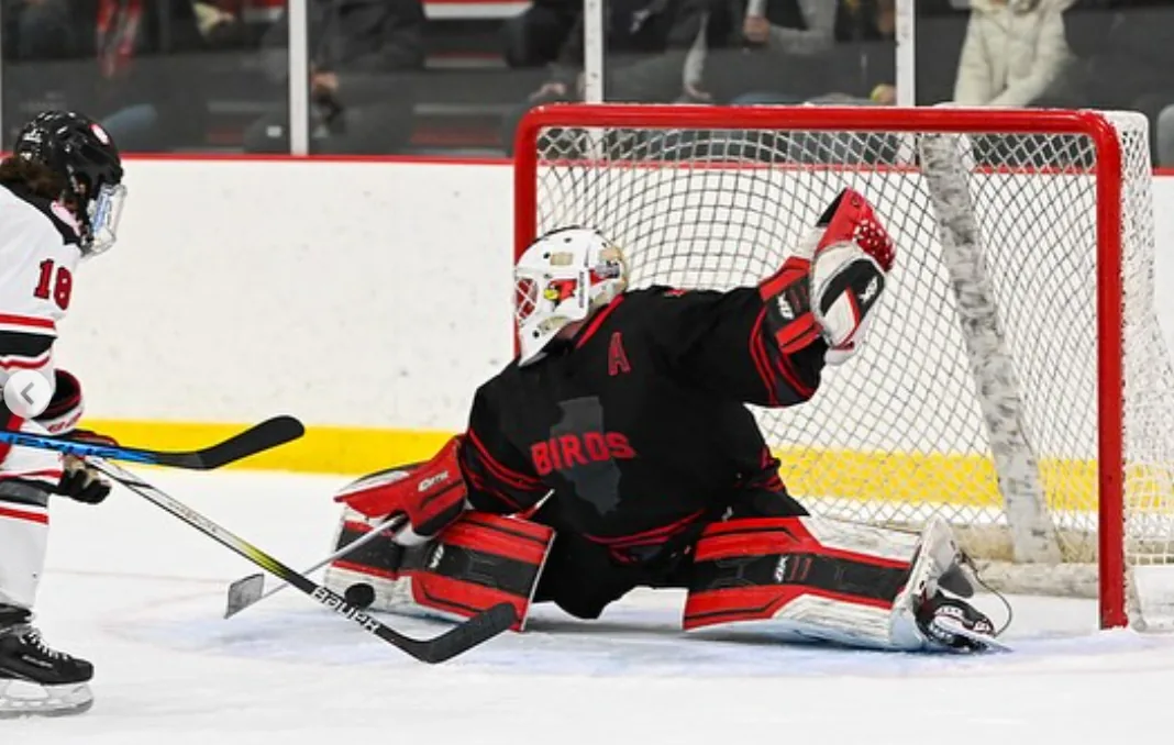 Coach Brendan Donovan making a save for Illinois State